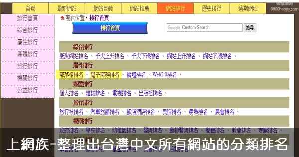 [網站排名]上網族-整理出台灣中文所有網站的分類排名,非常實用